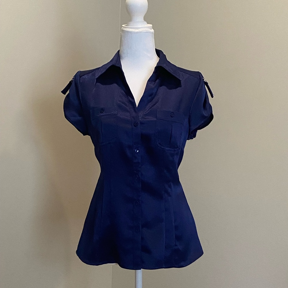 Button down Navy Blue Blouse